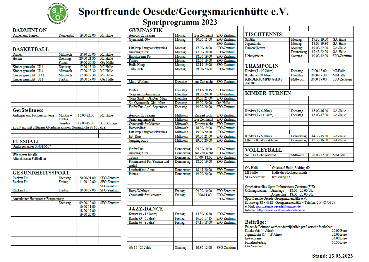 Sportprogramm Bild 2023